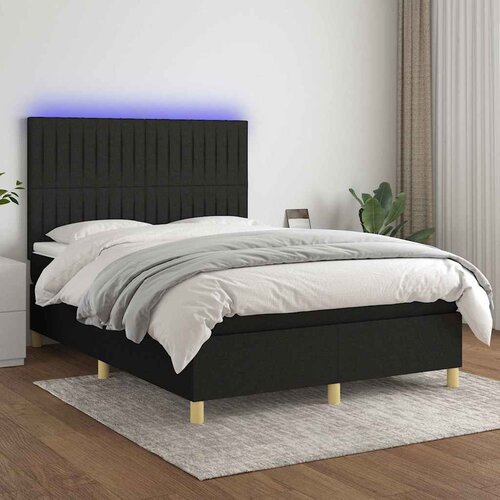  Krevet box spring s madracem LED crni 140x200 cm od tkanine Cijene