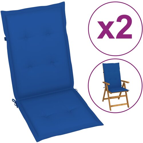 VidaXL jastuci za vrtne stolice 2 kom kraljevsko plavi 120 x 50 x 3 cm Slike