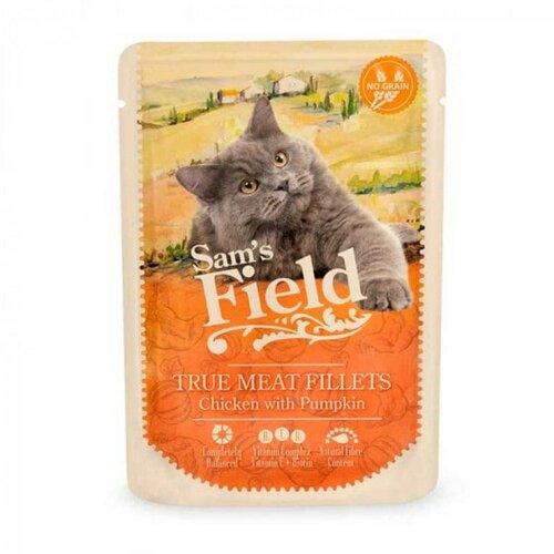 Sam's Field vlažna hrana za mačke, Ukus piletine i bundeve, 85g Slike