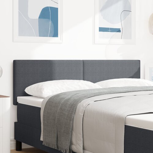 VidaXL Naslon za glavu Set od 2 Tamnosiva Drvo i tkanina 140 cm Slike