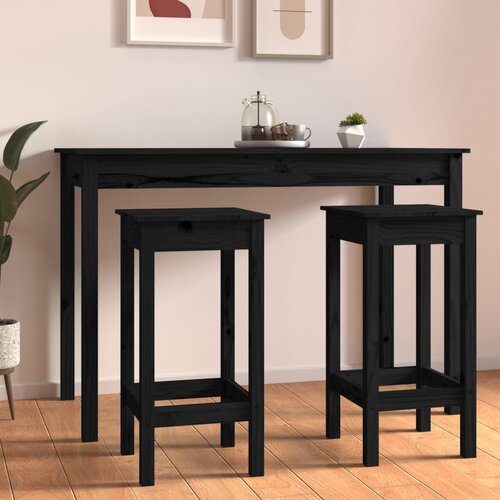 VidaXL Barske stolice 2 kom crne 40 x 40 x 78 cm od masivne borovine Slike