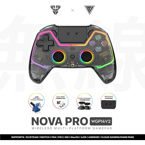 Fantech Joypad wireless WGP14V2 NOVA PRO multiplatform RGB CLEAR crni Cene
