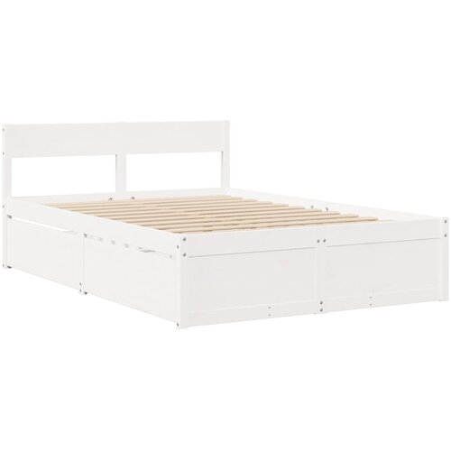 VidaXL Posteljni okvir s predali bel 120x190 cm trdna borovina, (21228713) Slike