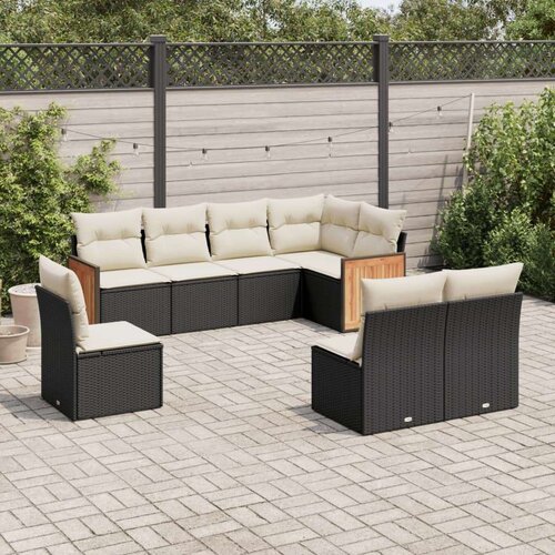 VidaXL 8-dijelni set vrtnih sofa od poliratana s jastucima crni Slike