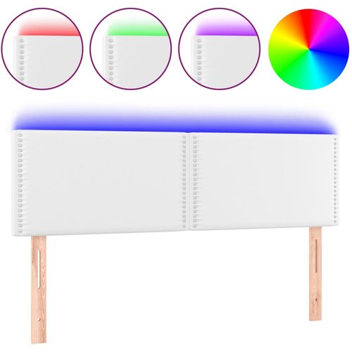 Maison Chic led posteljno vzglavje - vzglavna omarica - nočna omarica belo 144x5x78/88 cm umetno usnje, (21711708) Slike
