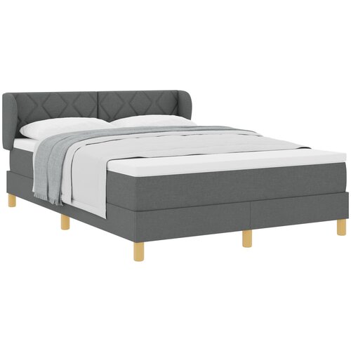 VidaXL Box Spring Postelja z Blazino Temno Siva 140x200 cm Tkanina Slike