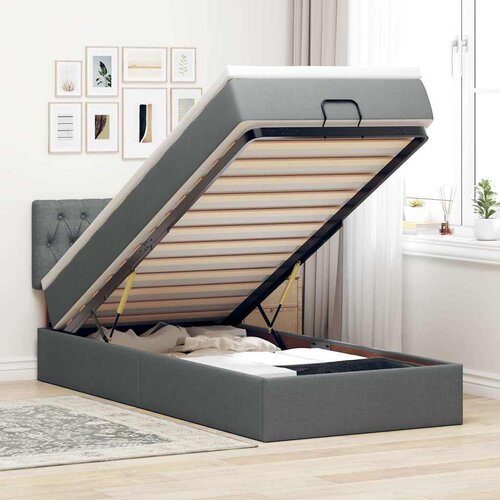 VidaXL Otomanski okvir kreveta s madraca tamnosivi 100x200cm tkanine Slike