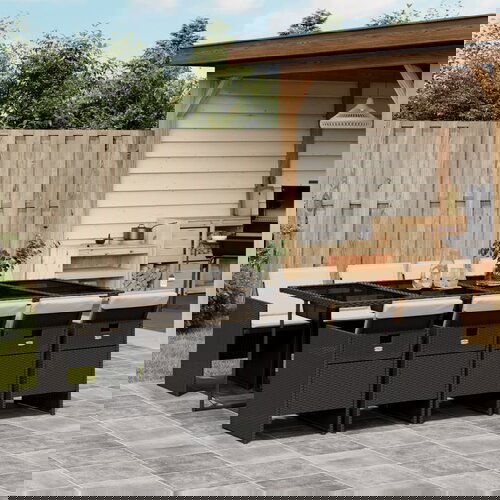  The Living Store Vrtna jedilna garnitura 9-delna z blazinami črn poli ratan - Vrtna Jedilna Garnitura, (21457416) Slike