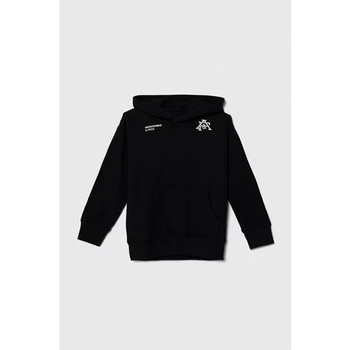 Abercrombie & Fitch Otroški pulover črna barva, s kapuco