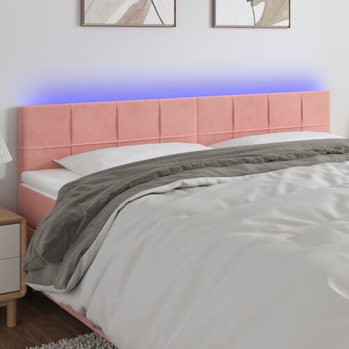 vidaXL LED uzglavlje ružičasto 200x5x78/88 cm baršunasto Cijene