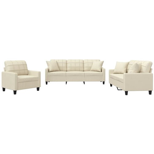 Maison Chic Sedežna garnitura - kavč z vzglavniki 3-delna krem umetno usnje, (21728916) Cene