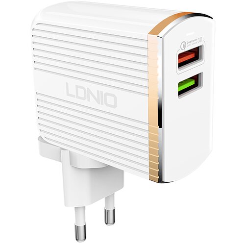 Ldnio A2502Q stenski polnilec z 2 USB vhodoma in priloženim Lightning kablom Slike