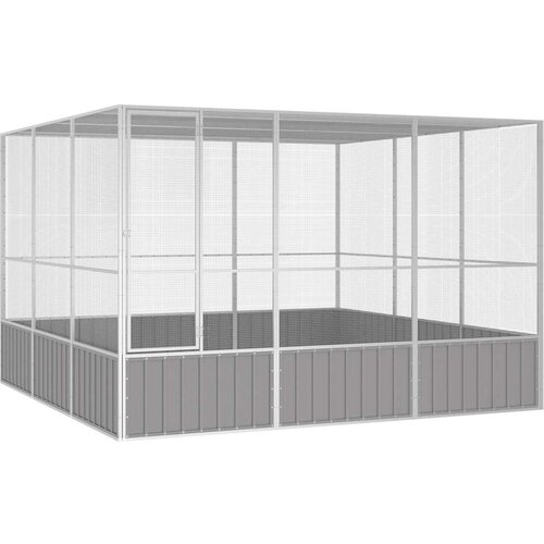 vidaXL Ptičja kletka siva 302,5x324,5x211,5 cm pocinkano jeklo Cene