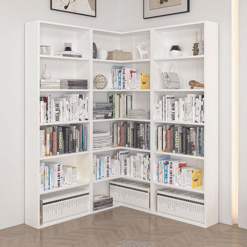 Hanah home polica za knjige adel corner set 5, 120&amp;times;120 cm, bela Slike