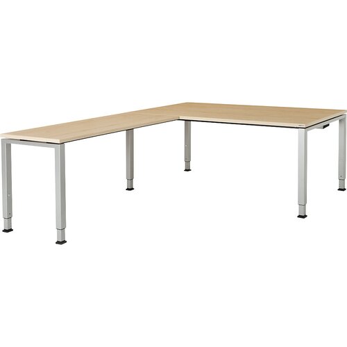 mauser Pisalna miza, kotna, spodnji del iz kvadratne/okrogle cevi, VxŠxG 650 - 850 x 1800 x 900 mm, kotni element na levi strani (širina 1200 mm), plo Cene