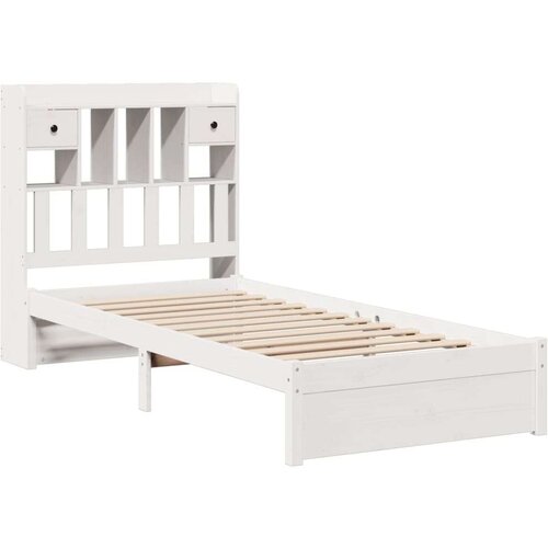 vidaXL Krevet s regalom za knjige bez madraca bijeli 75x190cm borovina Cene