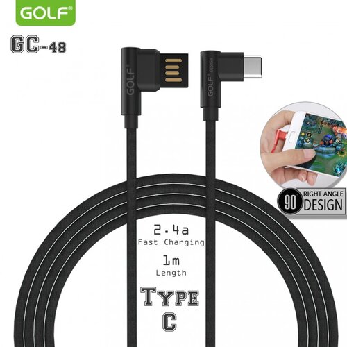  USB kabl tip C 1m 90&deg; GOLF GC-48T crni Cene