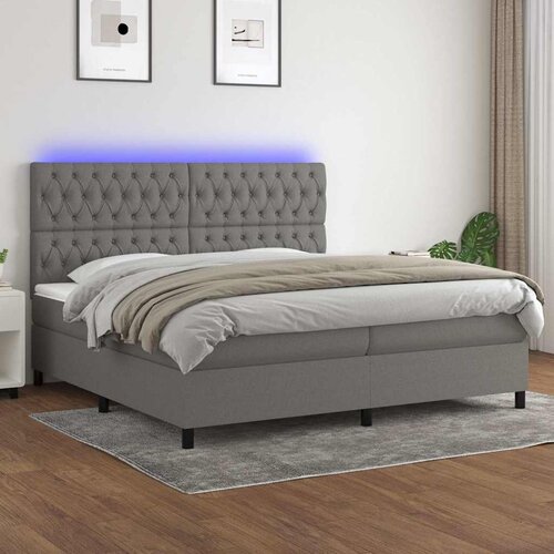  box spring s madracem LED tamnosivi 200x200 cm tkanina Cijene