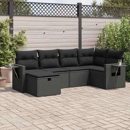  6-dijelni set vrtnih sofa s jastucima crni od poliratana Cijene