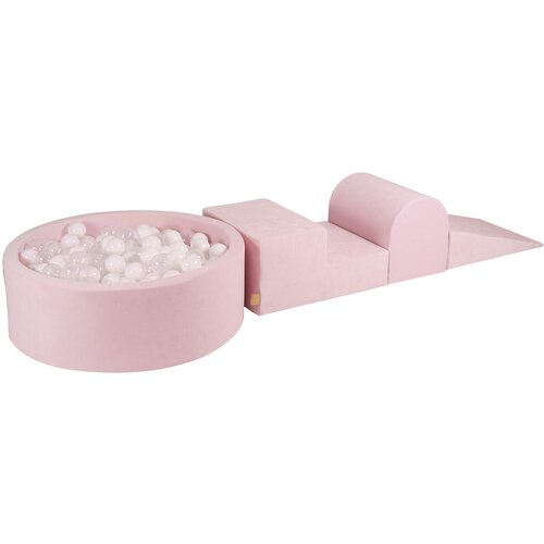 MeowBaby Foam Playground 3-delni komplet za igranje bazena s penasto žogo, 200 žog Velvet Powder Pink: bela/prozorna, (21333858) Cene