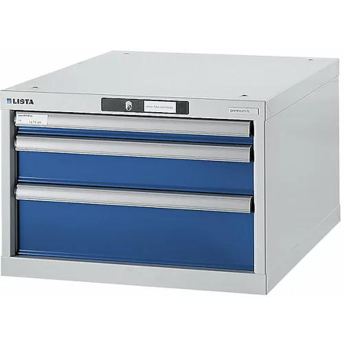 LISTA Modulni sistem za delovne mize, spodnja omarica, višina 383 mm, 3 predali, encijan modra