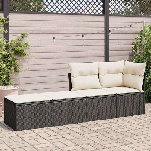 VidaXL 2-dijelni set vrtnih sofa s jastucima crni od poliratana bagrem Slike