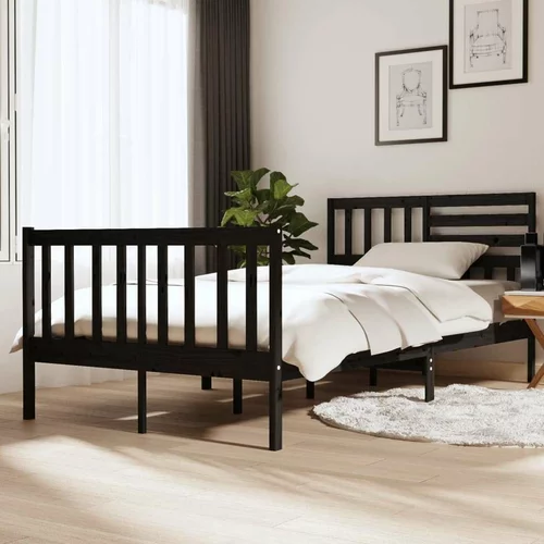  za krevet od masivnog drva crni 120 x 190 cm 4FT bračni