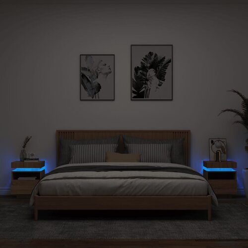 vidaXL Nočna omarica z LED lučkami 2 kosa sonoma hrast 40x39x48,5 cm Cene