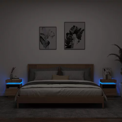 vidaXL Nočna omarica z LED lučkami 2 kosa sonoma hrast 40x39x48,5 cm