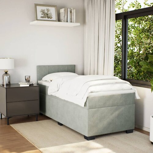 Box spring krevet s madracem svjetlosivi 90x190 cm bar&amp;scaron;unasti Slike