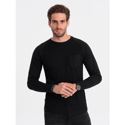 Ombre Men's longsleeve with "waffle" texture - black Cene