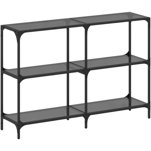 Maison Chic konzolna miza - miza ob steni s črno stekleno povr&amp;scaron;ino 118,5x30x81 cm jeklo, (21785886) Slike