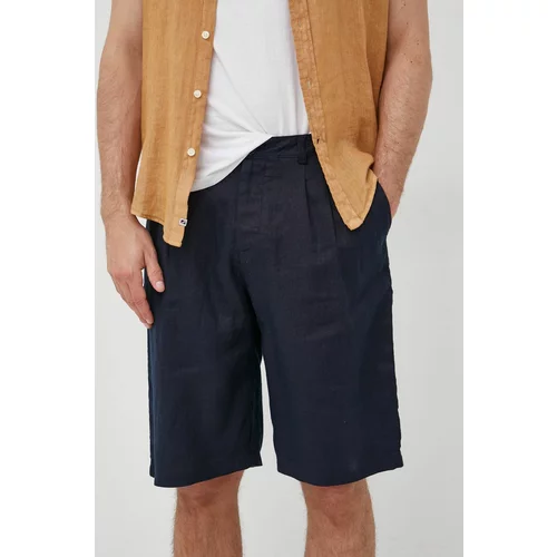 Sisley Lanene kratke hlače moško, mornarsko modra barva