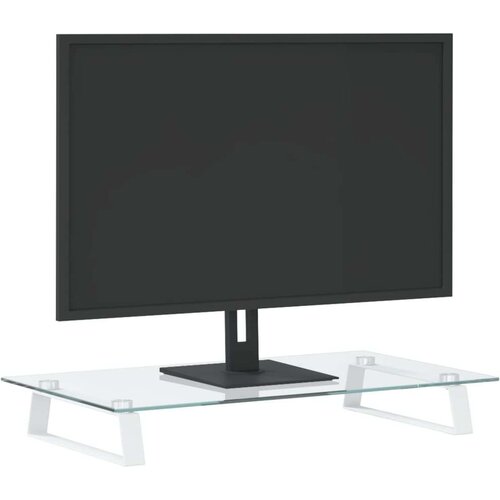 vidaXL Stalak za monitor bijeli 60 x 35 x 8 cm kaljeno staklo i metal Cijene