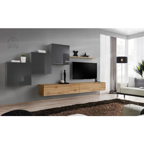 ASM Meble Dnevni TV regal Switch X 330 cm - grafit/votan