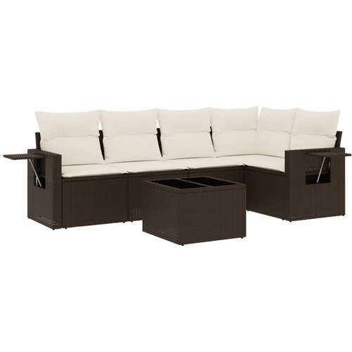 VidaXL 6-dijelni set vrtnih sofa od poliratana s jastucima smeđi Slike