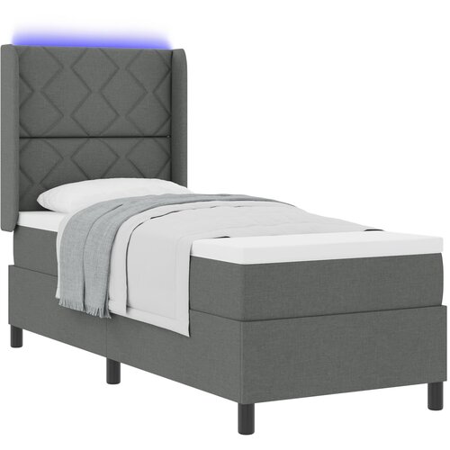 vidaXL Box Spring Krevet s Madracem i LED-om Tamno Siva 80x200 cm Tkanina Cene