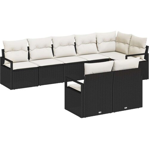  Set kauča za dvorište od 8 dijelova s jastučićima Crni Poli ratan 2-sjedalni kauč za dvorište sa skladištem i jastučićima Crni Cene