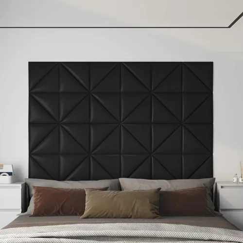  Zidne ploče od umjetne kože 12 kom crne 30 x 30 cm 0,54 m²