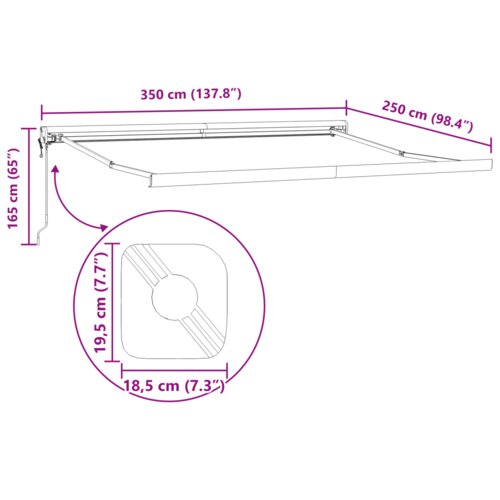 VidaXL Automatska uvlačna tenda Crna 350x250 cm, Tenda za zamjenu platna za okvir 3,5x2,5 m Crna Slike