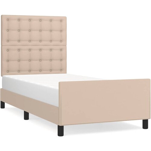 Maison Chic Posteljni okvir - Enojna postelja - Postelja za odrasle z vzglavjem kapučino 100x200 cm umetno usnje-J9579, (21771321) Cene