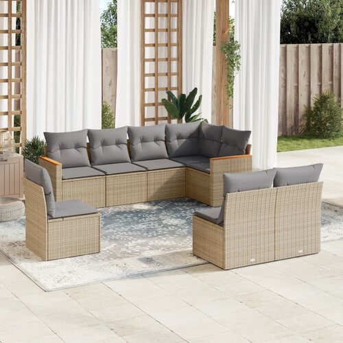 vidaXL 8-dijelni set vrtnih sofa od poliratana s jastucima bež Cijene