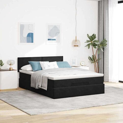  Otomanski krevet s madracem&amp;amp;amp LED crni 140x190 cm bar&amp;scaron;unasti Slike