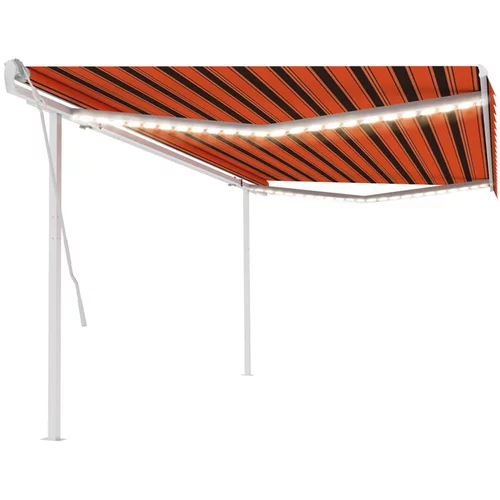  Ročno zložljiva tenda z LED lučkami 5x3,5 m oranžna in rjava