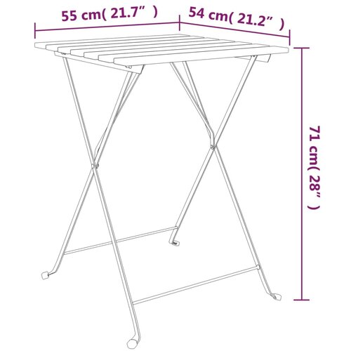  3-dijelni sklopivi bistro set masivno bagremovo drvo i čelik Slike