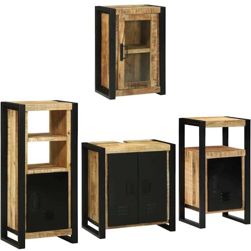 vidaXL Set namještaja za kupaonicu Zidne 4 pcs Smeđa Čvrsto drvo manga Cene