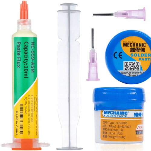 Rosfix SET TOPILNI GEL NC-559-ASM + SPAJKALNA PASTA XGSP80 &ndash; 60 G, SN63/PB37, 183 &deg;C, 25&ndash;38 &Mu;M | ZA BGA IN SMD, (5000075789) Cene