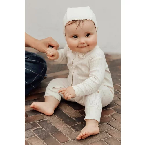 That's mine Pamučna kapa za bebe boja: bijela, od tanke pletenine, pamučna