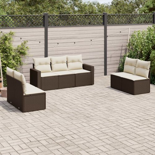 vidaXL 7-dijelni set vrtnih sofa od poliratana s jastucima smeđi Cene