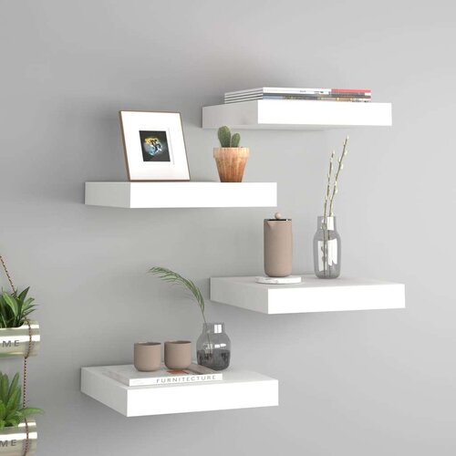  Plutajuće zidne police 4 kom bijele 23 x 23 5 x 3 8 cm MDF Slike